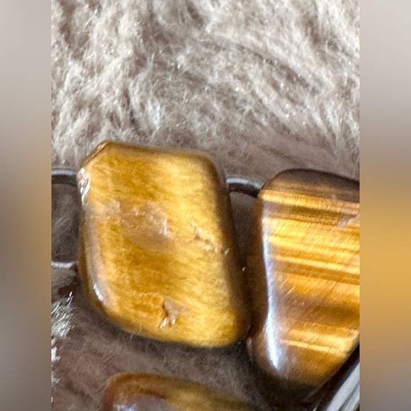 Vintage Tigers Eye Bracelet On A Linked Silver Tone Fold Over Clasp 0638 w - Picture 9 of 13